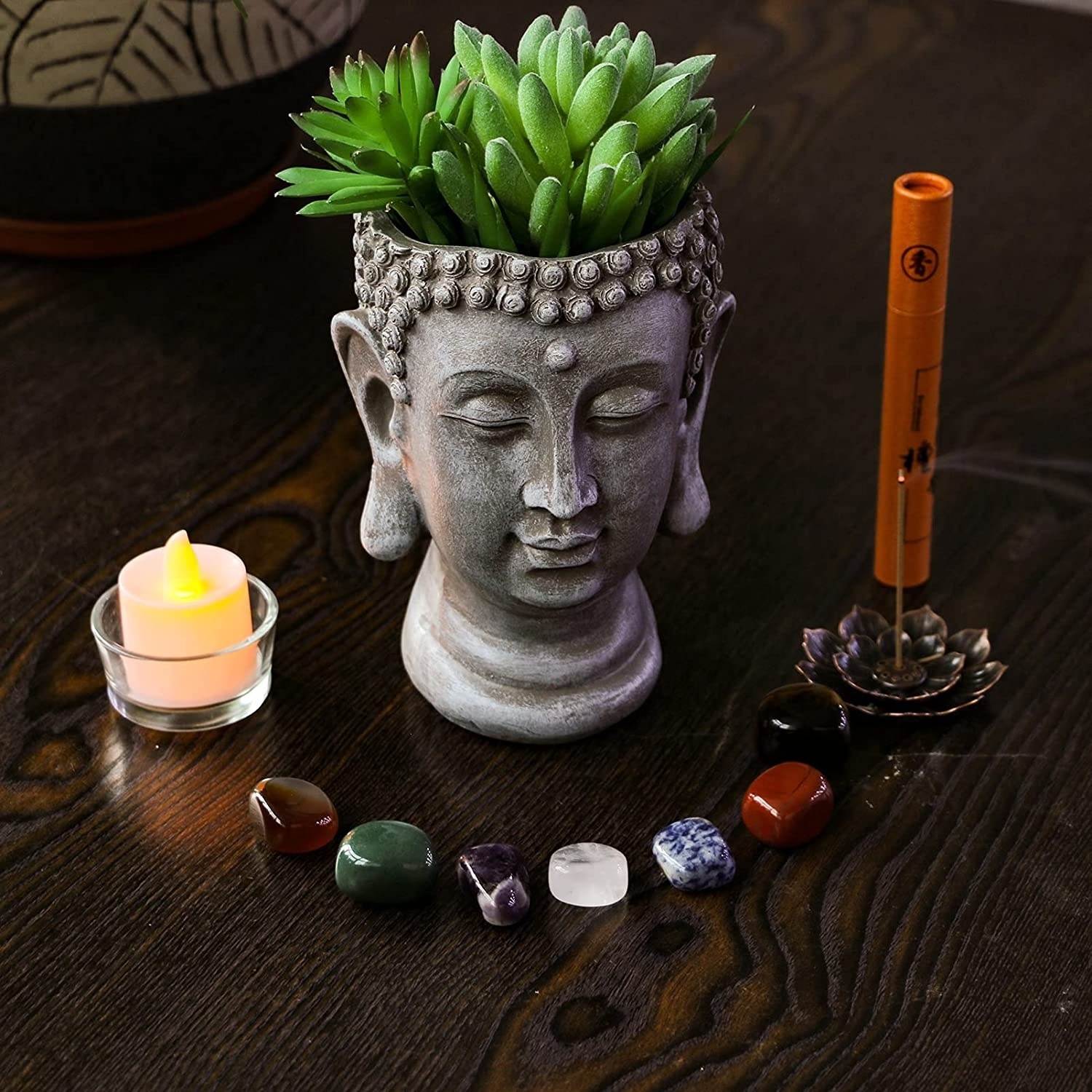 Wholesale Ceramic Head Planter Cement Buddha Planters Religion Figurine Flower Pot Zen Decor Indoor Outdoor Garden Flower Pot