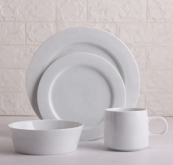 Custom Logo Dinnerware Set Ceramic Luxury Dinner Set Brand Porcelain White Plate Bowl Mug Crockery Classic Wedding Tableware