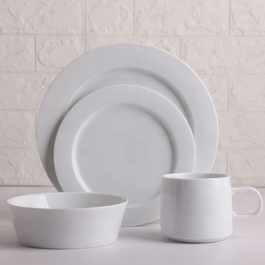 Custom Logo Dinnerware Set Ceramic Luxury Dinner Set Brand Porcelain White Plate Bowl Mug Crockery Classic Wedding Tableware