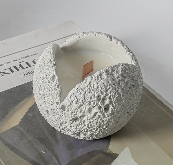 New Trend Home Decorative Effect Rough Surface Ball Design Scented Concrete Candle Holder Boho Candle Jar Suppliers