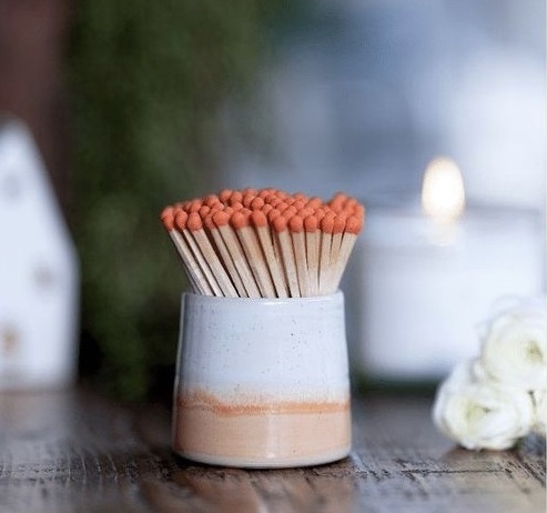 Yisheng Modern Style Match Stick Holder Matchstick Pot Clay Jar Nordic Color Ceramic Match Container