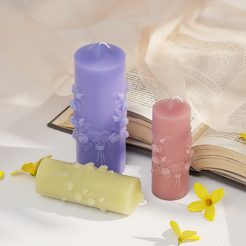 Crystal drop glue rose cylinder decoration silicone mold diy aromatherapy plaster candle drop glue mold