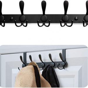 Metal Wall Mounted Coat Rack 5 Tri-Hooks Stainless Steel Towel Shelf for Bathroom Living Room