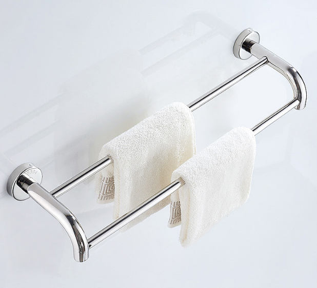 High Quality SUS304 Stainless Steel Bath Towel Bar Wall Mounted Towels Rack Shelf With Hooks For Bathroom Kitchen