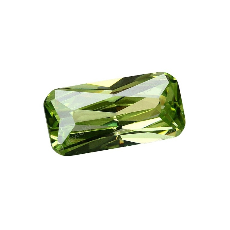 Wholesale Apple Green artificial cubic zirconia rectangular chamfered torus gemstone