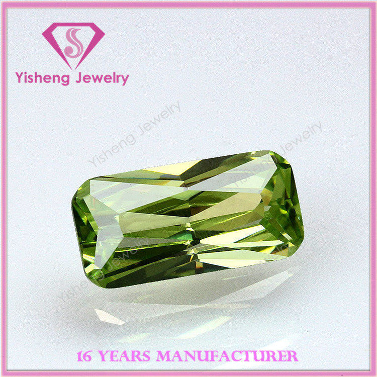 Wholesale Apple Green artificial cubic zirconia rectangular chamfered torus gemstone