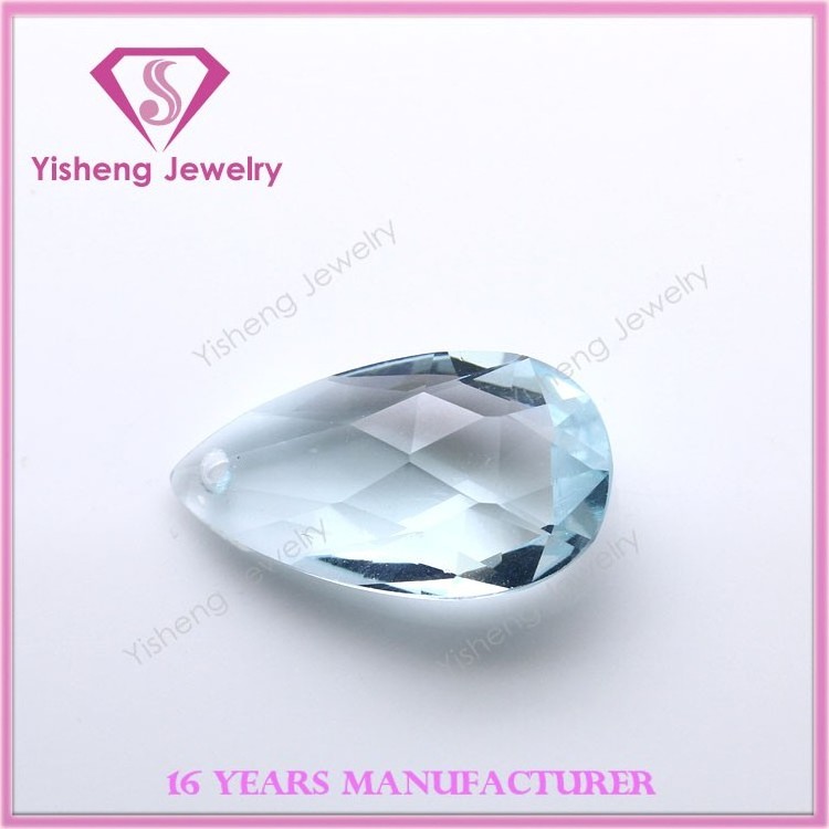 Light Blue Glass Stone With Hole For New Design Jewelry