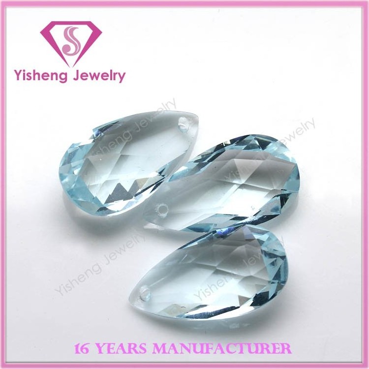 Light Blue Glass Stone With Hole For New Design Jewelry