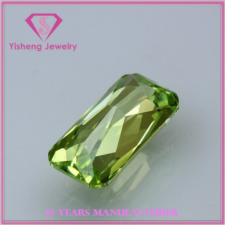 Wholesale Apple Green artificial cubic zirconia rectangular chamfered torus gemstone