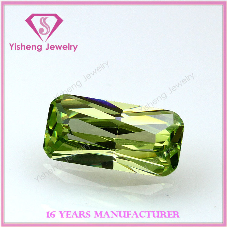 Wholesale Apple Green artificial cubic zirconia rectangular chamfered torus gemstone