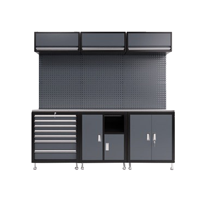 Modular Garage Workstation with Heavy-Duty Metal Steel Workbench 7 Drawers Storage Cabinets for Garage Tool Storage