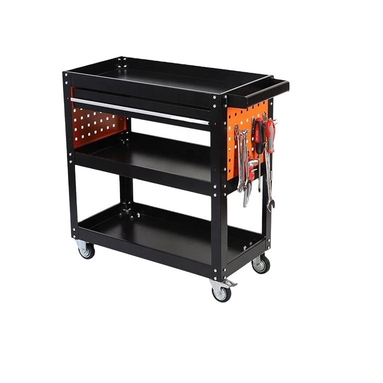 Three-Layer Rolling Auto Repair Tool Cart Hardware Trolley Mobile OEM Supported Workshop Cart with Wheels