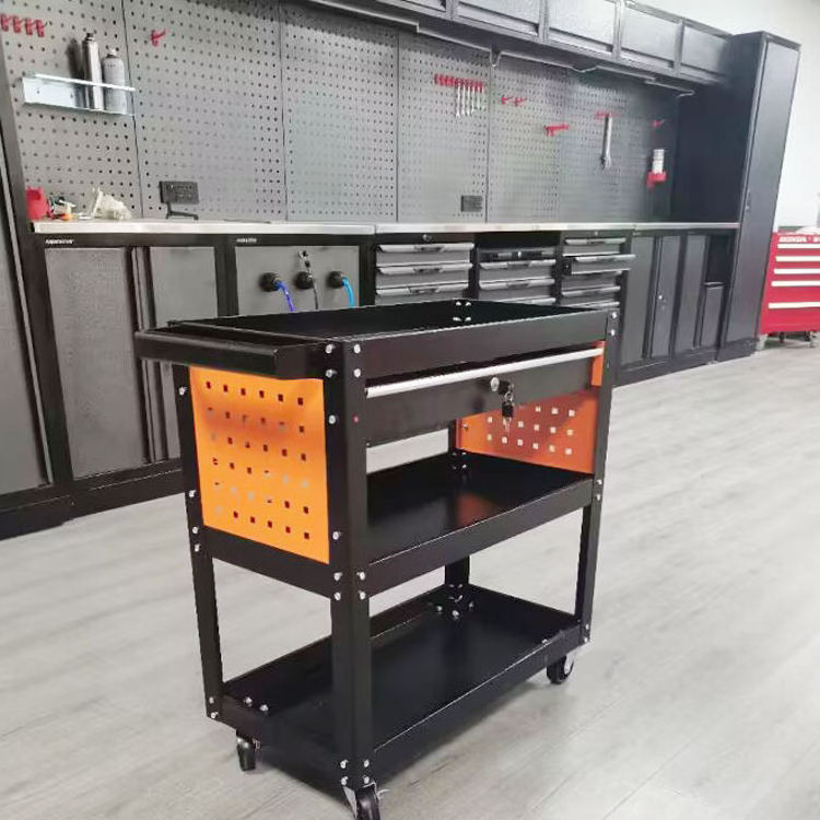 Three-Layer Rolling Auto Repair Tool Cart Hardware Trolley Mobile OEM Supported Workshop Cart with Wheels