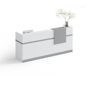 Meja Resepsionis White Modern Gym Spa Salon Wooden Counter Reception Desk