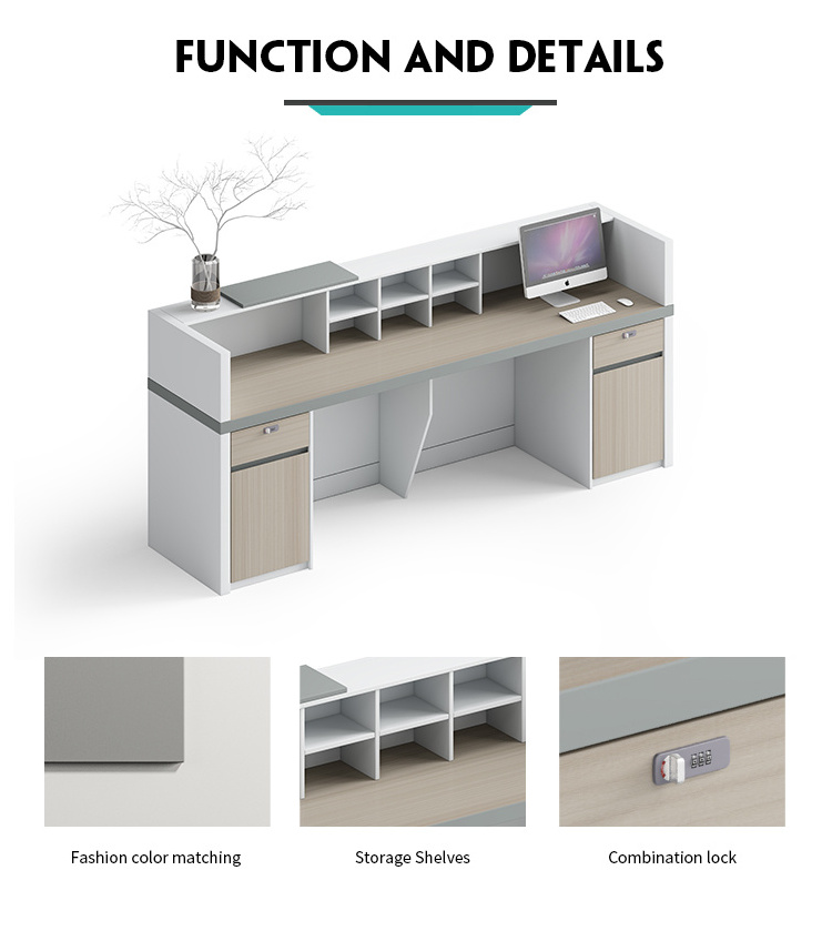 Meja Resepsionis White Modern Gym Spa Salon Wooden Counter Reception Desk