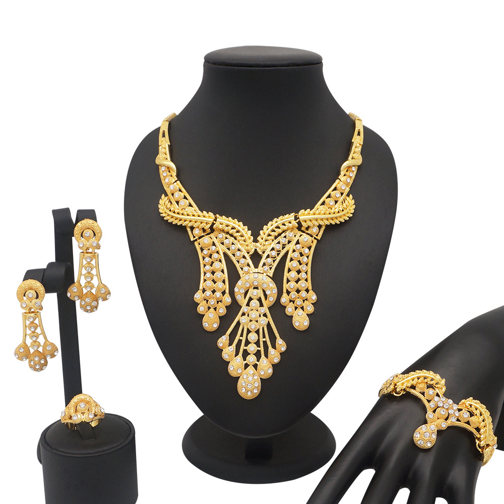 african style wedding jewelry set bridal gold necklace hot sale 18k gold fashion style african jewelry sets BJ