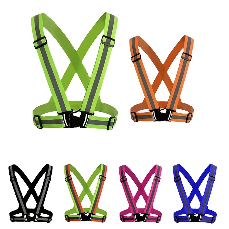 High Visibility Reflective Safety Vest Suspenders Adjustable Belt Outdoor Running Reflective Safety Vest Straps