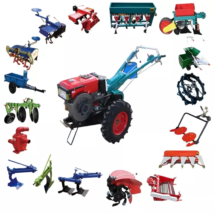 Agricultural 22hp power diesel engine tiller tractor wheels wheat planter hand manual walking tractor with disc