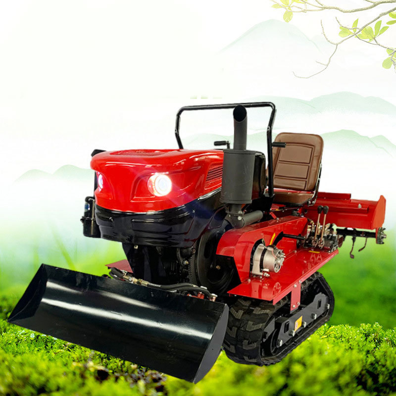 Small Farm Tractor With Rubber Tracks Agricultural Machinery  Mini Crawler Rotary Tiller