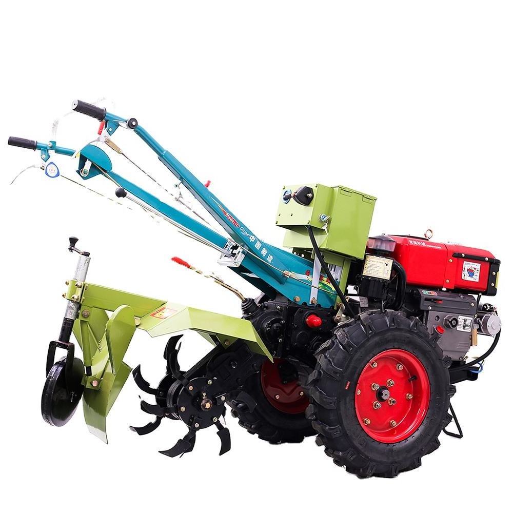 10hp power tiller mini diesel engine hand walking tractor household agricultural ploughing machine