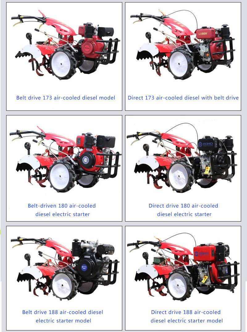 Competitive Price Agricultural Machine Farm Tractor Garden Rotary Mini Tiller Cultivator Power Tillers