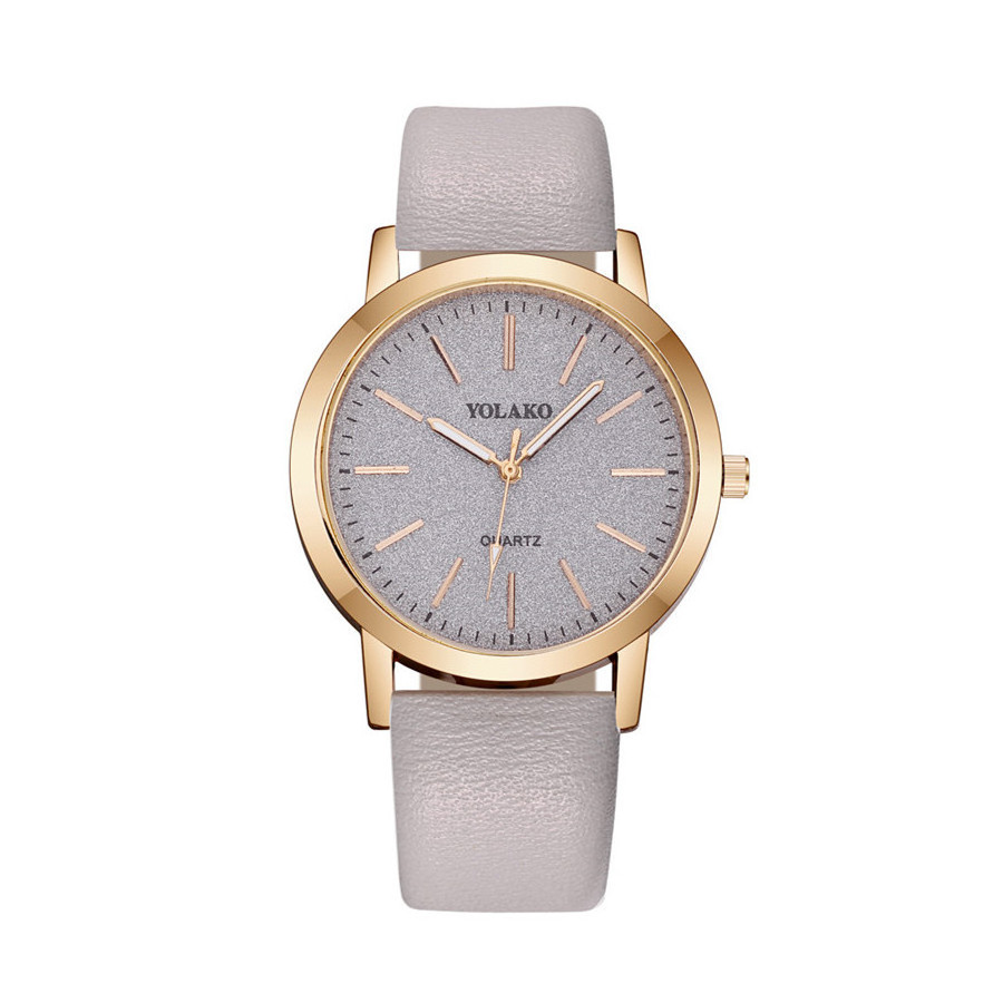 Yolako Women's Casual Quartz Watch with Minimalist PU Leather Strap and Shiny Starry Sky Dial