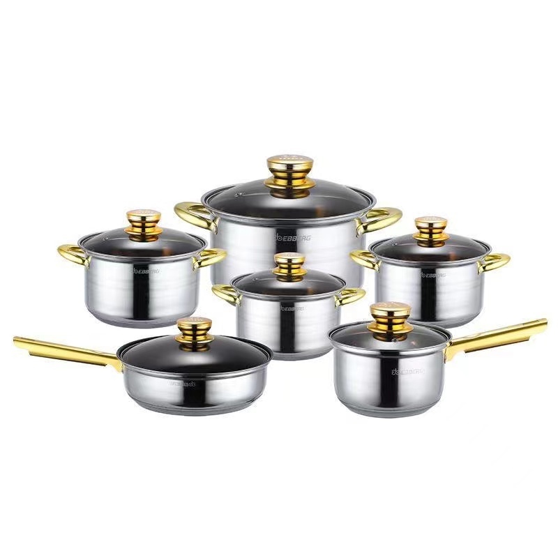 Kitchen 12pcs nonstick cookware sets Modern Stainless Steel  pots and pans set