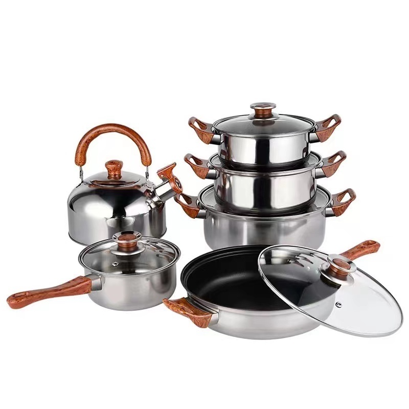 Multi Colors Wholesale Stainless Steel Soup Pot Casserole Cooking Double Bottom Pot kettle sets Enamel Cast Iron Cookware Set