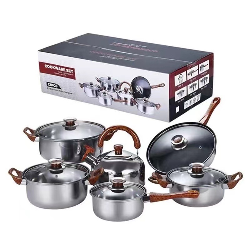 Multi Colors Wholesale Stainless Steel Soup Pot Casserole Cooking Double Bottom Pot kettle sets Enamel Cast Iron Cookware Set