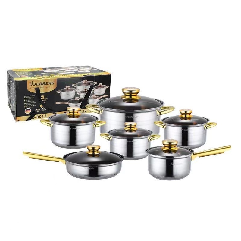 Kitchen 12pcs nonstick cookware sets Modern Stainless Steel  pots and pans set