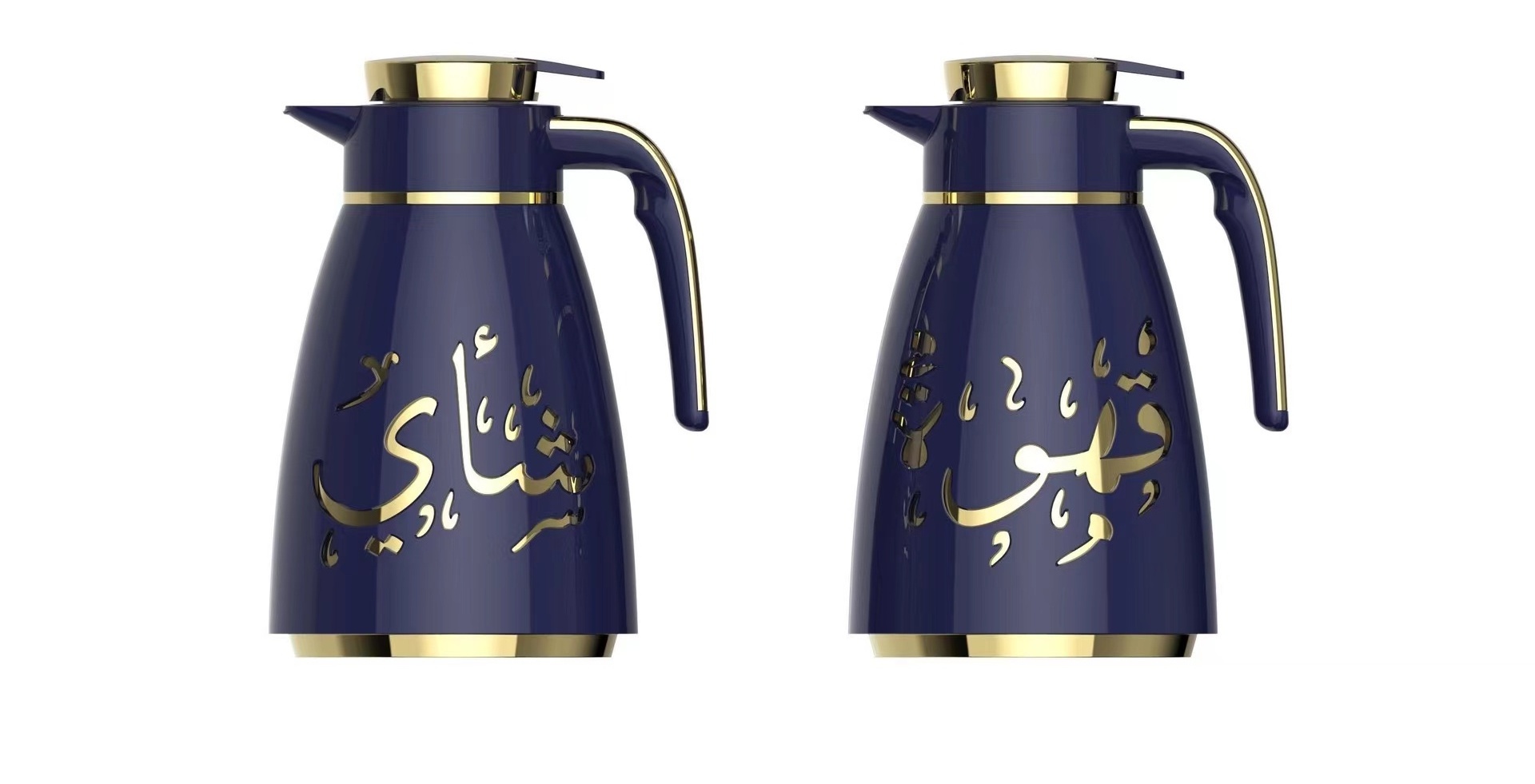 New design1L Luxury Vacuum Glass Flask Tea Pot water carafe fashion Arabic Thermos Coffee Dallah Pot Tea Thermos For Ramadan