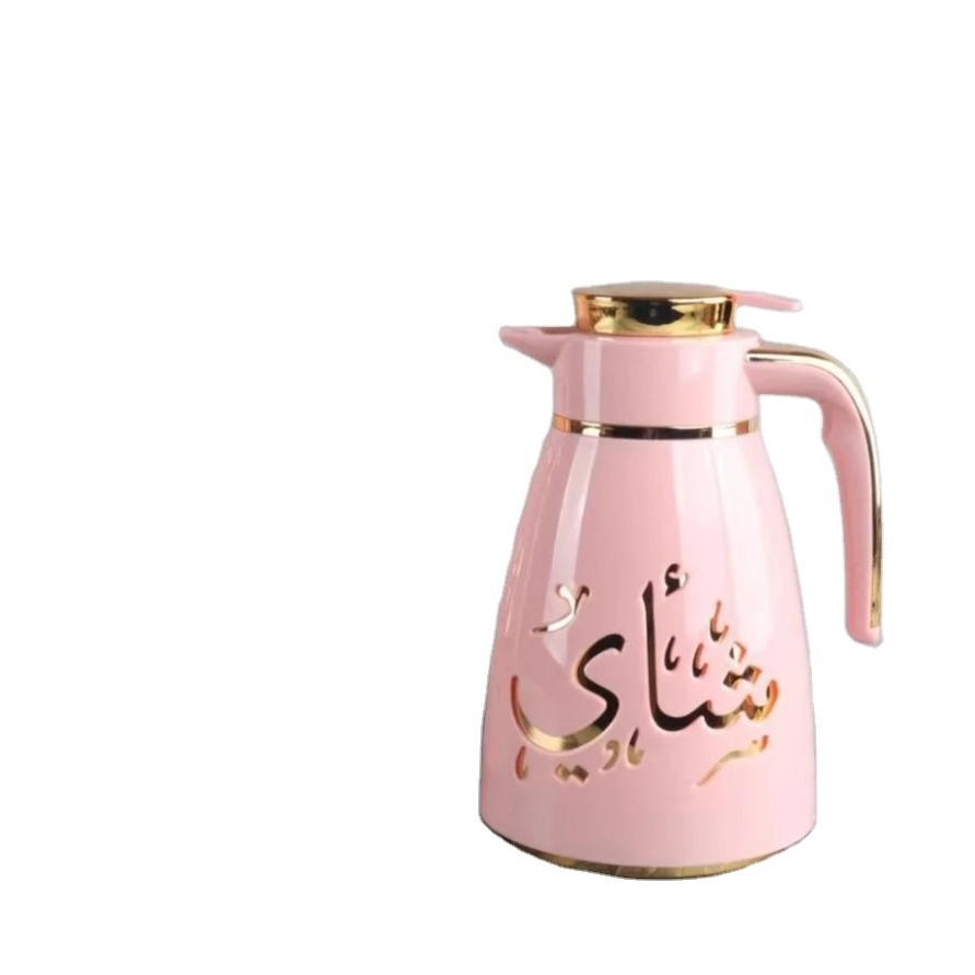 New design1L Luxury Vacuum Glass Flask Tea Pot water carafe fashion Arabic Thermos Coffee Dallah Pot Tea Thermos For Ramadan