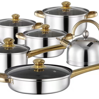 Kitchen 12pcs nonstick cookware sets Modern Stainless Steel  pots and pans set