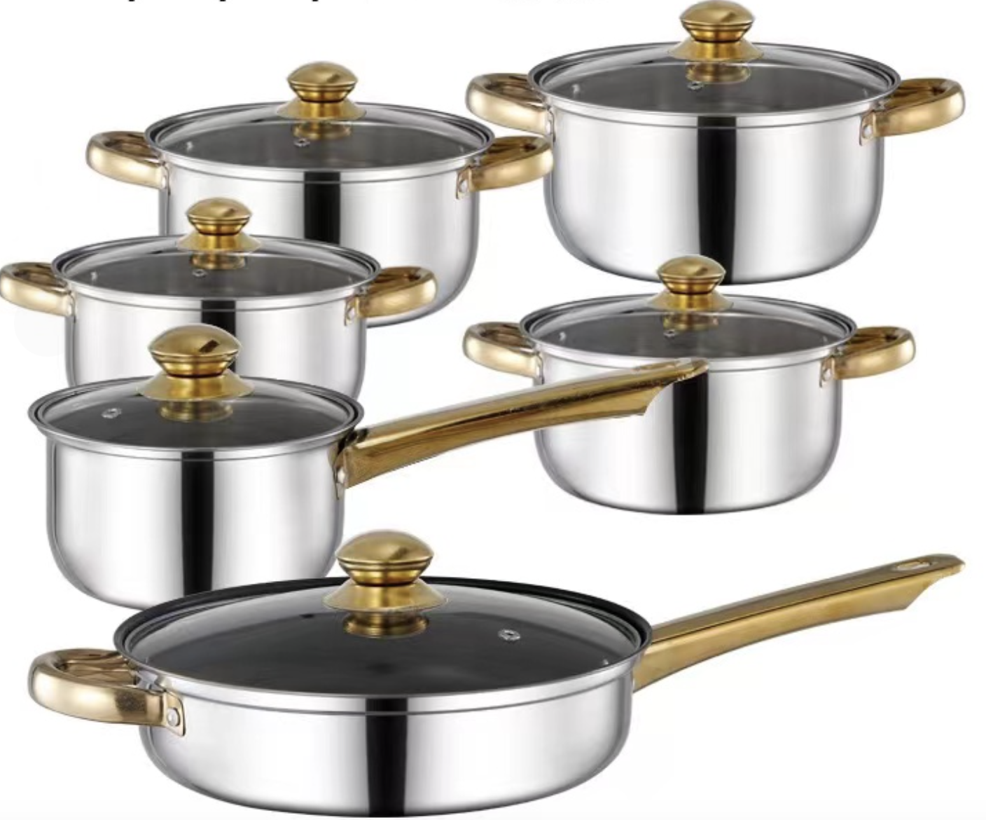 Kitchen 12pcs nonstick cookware sets Modern Stainless Steel  pots and pans set