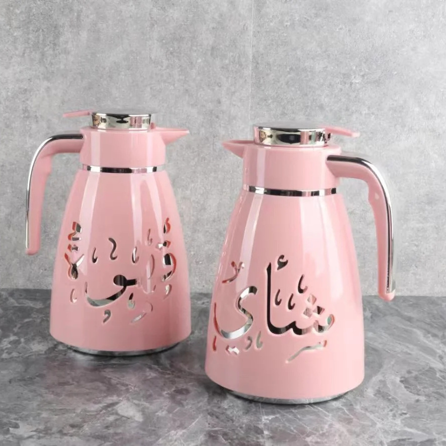 New design1L Luxury Vacuum Glass Flask Tea Pot water carafe fashion Arabic Thermos Coffee Dallah Pot Tea Thermos For Ramadan