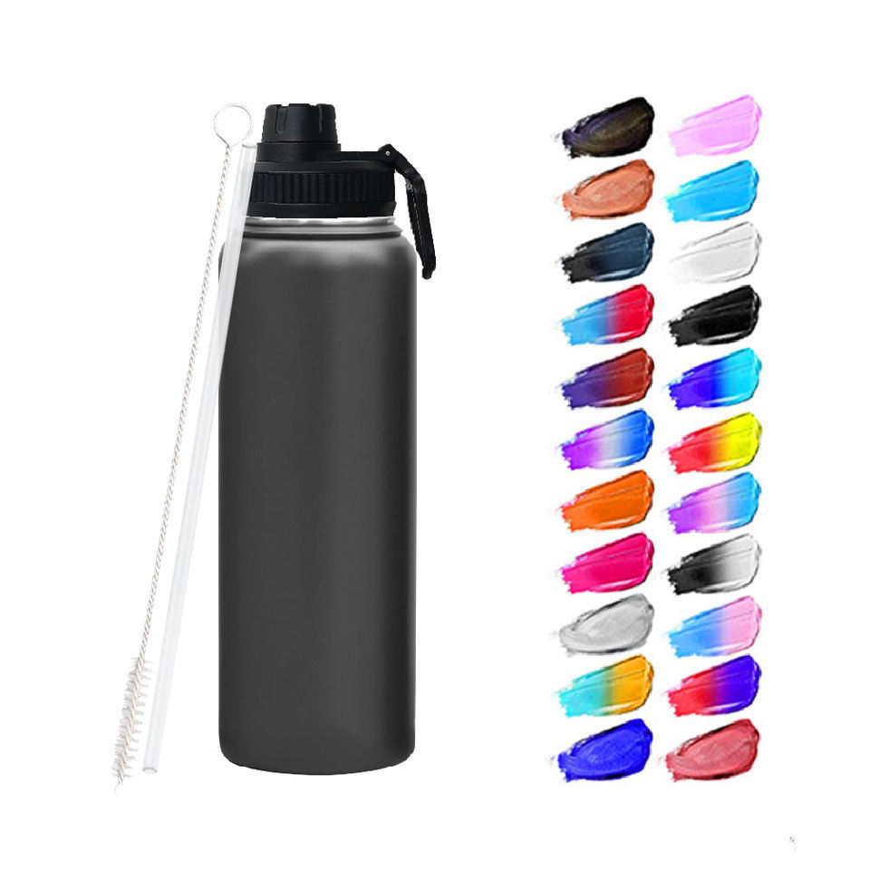 32oz Modern Water Bottle with Straw and Chug Lid Vacuum Insulated Stainless Steel Metal Thermos Bottles for Sports Gym