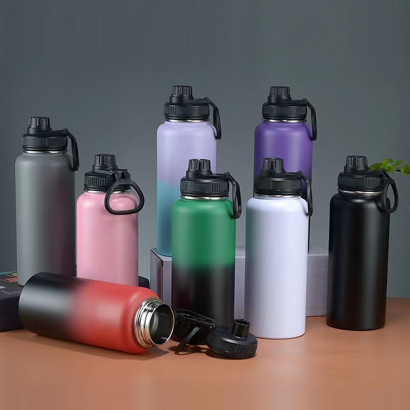 32oz Modern Water Bottle with Straw and Chug Lid Vacuum Insulated Stainless Steel Metal Thermos Bottles for Sports Gym