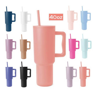 Modern Insulated Reusable Leakproof Stainless Steel 40oz Travel Mug Iced Coffee Cup Tumbler With Handle