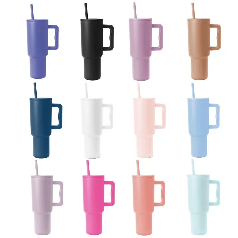 New Trend 40oz Solid Color Coffee Cup Double Wall Travel Mug Sublimation 40oz Stainless Steel Insulated Tumbler With Handle