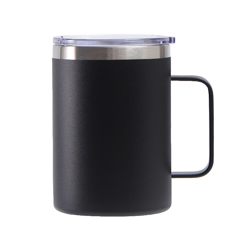 Office only Vacuum Double Wall 12oz Handle Business Cup With Lid Stainless Steel Coffee Cup