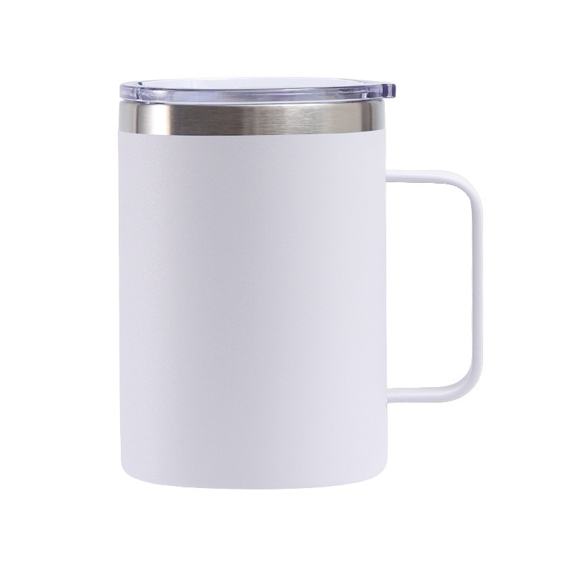 Office only Vacuum Double Wall 12oz Handle Business Cup With Lid Stainless Steel Coffee Cup