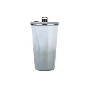 Diamond-shaped Coffee Tumbler with Straw Thermal Insulated Water Bottle for Car Stainless Steel Vacuum Coffee Mug