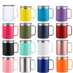 Custom Logo Leak Proof 12oz 14oz 16 Oz Metal 304 Stainless Steel Thermo Travel Coffee Mug With Handle