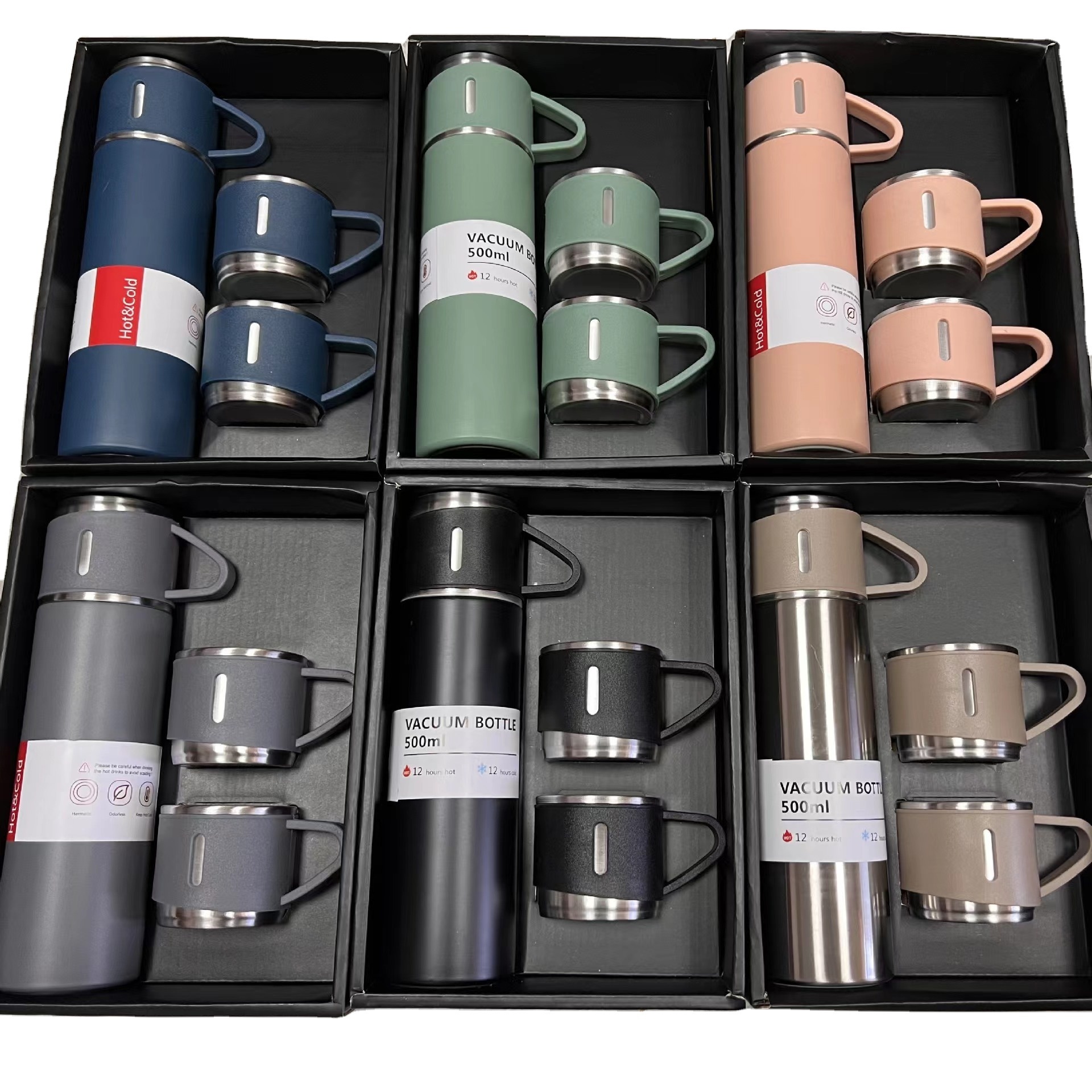 Business 500 ml gift box suit portable business Cup stainless steel thermos cup one Cup flask 3 cover water bottle