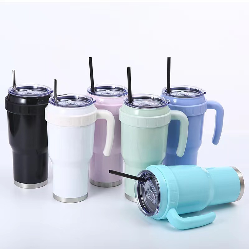 Hot Newly Adventure Quencher 40oz Powder Coated Double Wall Stainless Steel Cup Insulated Tumbler With Handle And Straw