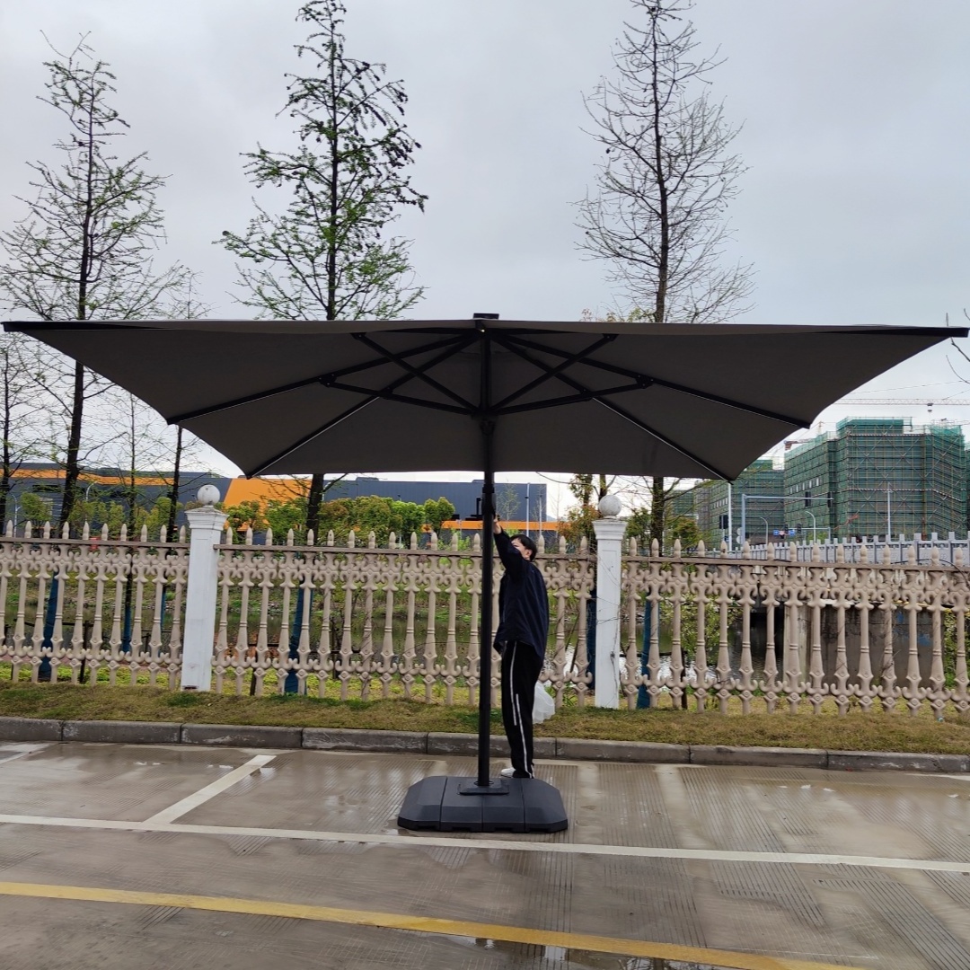 UV Sun Protection Big Size Aluminum Frame Outdoor Beer Garden Sun LED Light Patio Roma Parasol Roman Umbrella