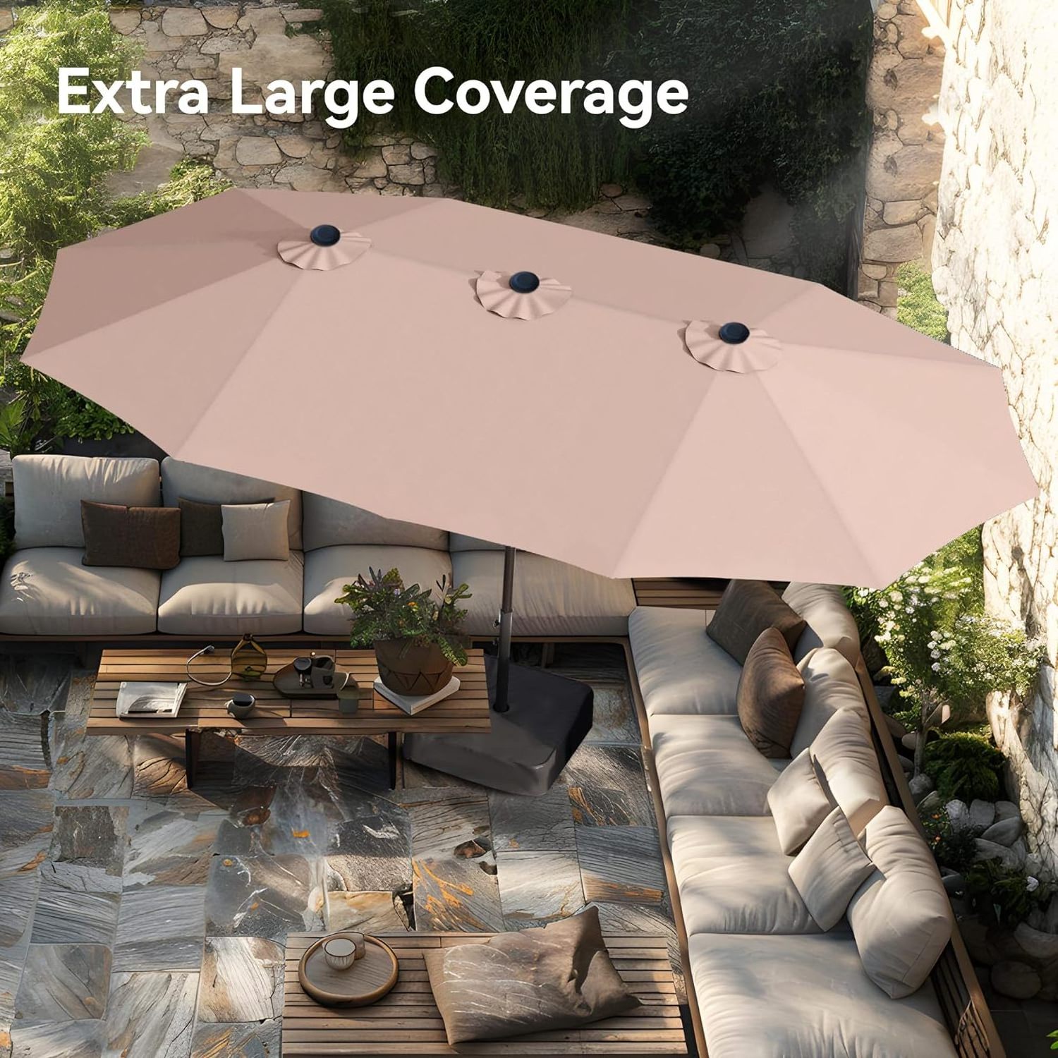 Twin Sunshade Promotion Garden Windproof Straight Umbrella Custom Logo Golf Patio Parasol Umbrella Outdoor