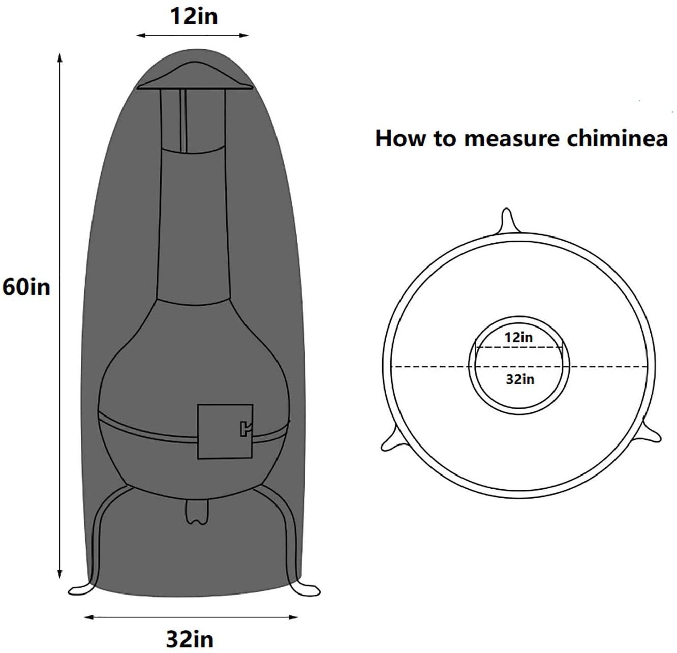 Waterproof All-season Customized Brown Chiminea Cover Locking Rope Outdoor Fire Pit Cover