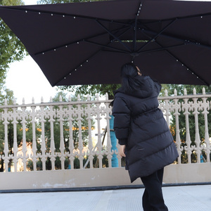 High Quality Outdoor Solar Led Heavy Duty Double Layer Patio Cantilever Umbrella Parasol Umbrella with Light