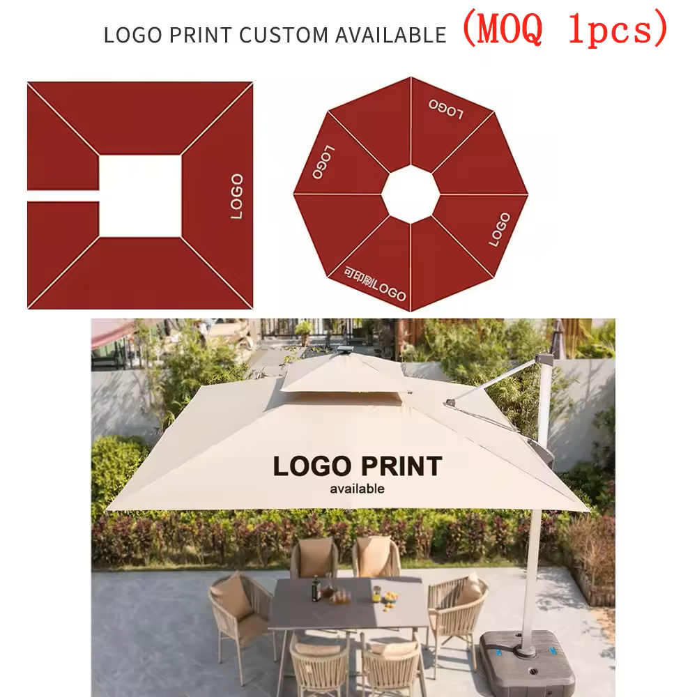 Aluminum 3m square hanging Offset parasols garden 10 ft Cantilever high end commercial garden patio umbrellas